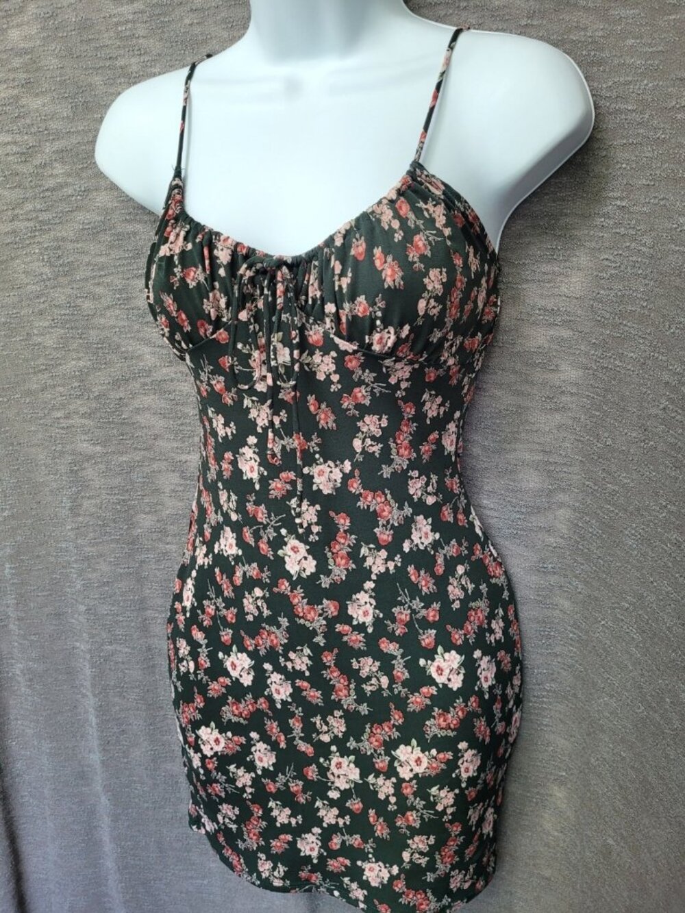 Womens Dark Floral Fairy Grunge Babydoll Top Size S Green Y2K Forest Earthy - Picture 9 of 12
